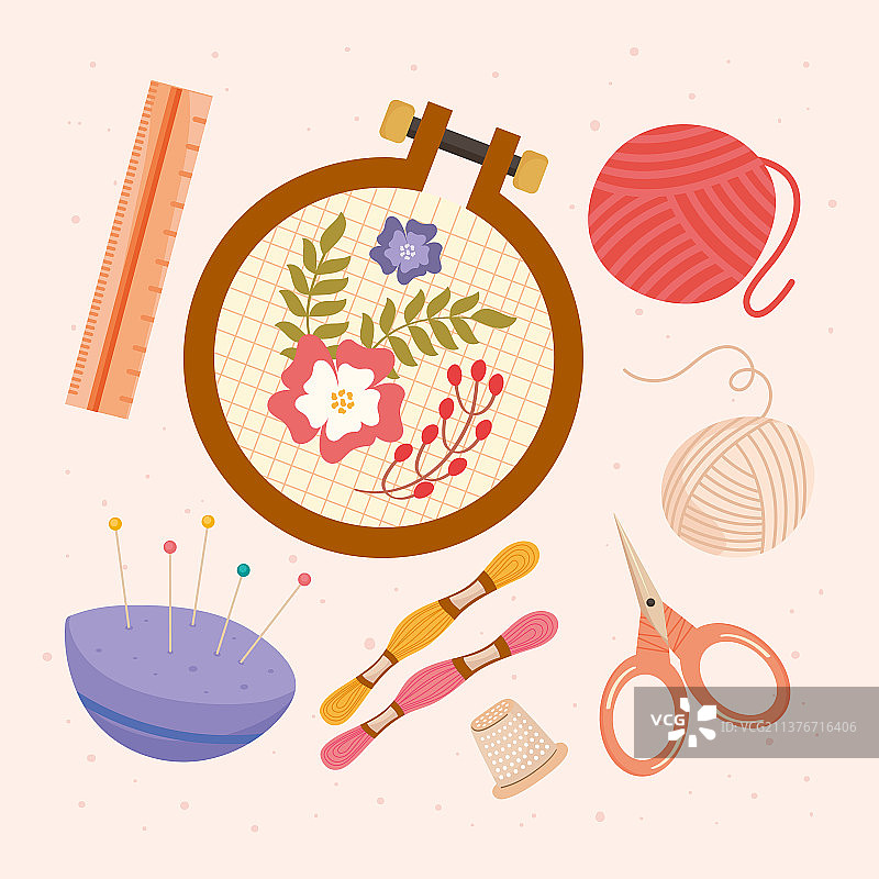 八个刺绣和编织图标图片素材