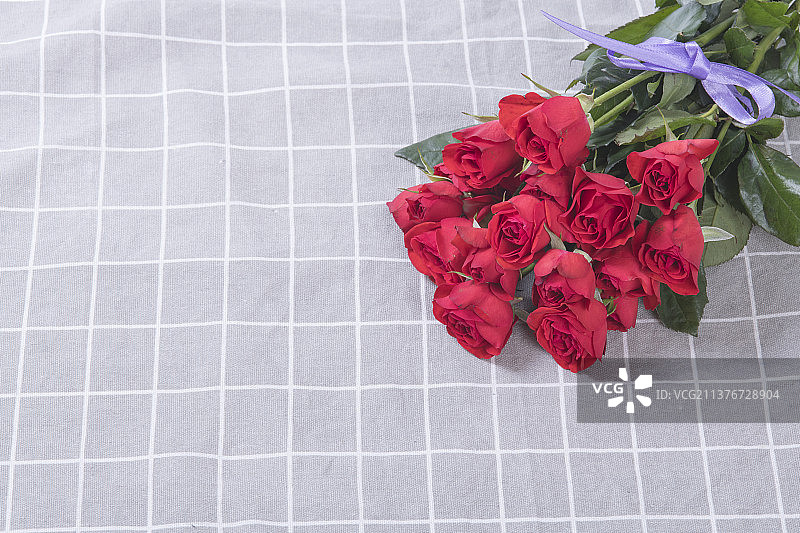 一束多头玫瑰特写白色背景图片素材