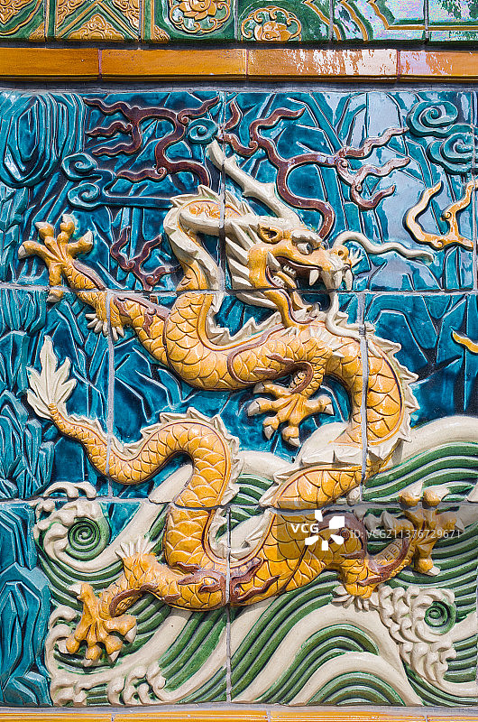 九龙壁特写图片素材