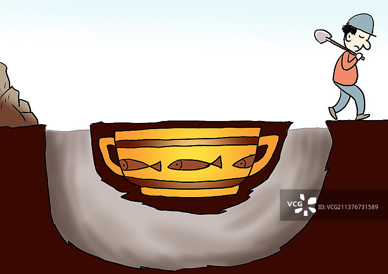 插画：挖宝图片素材