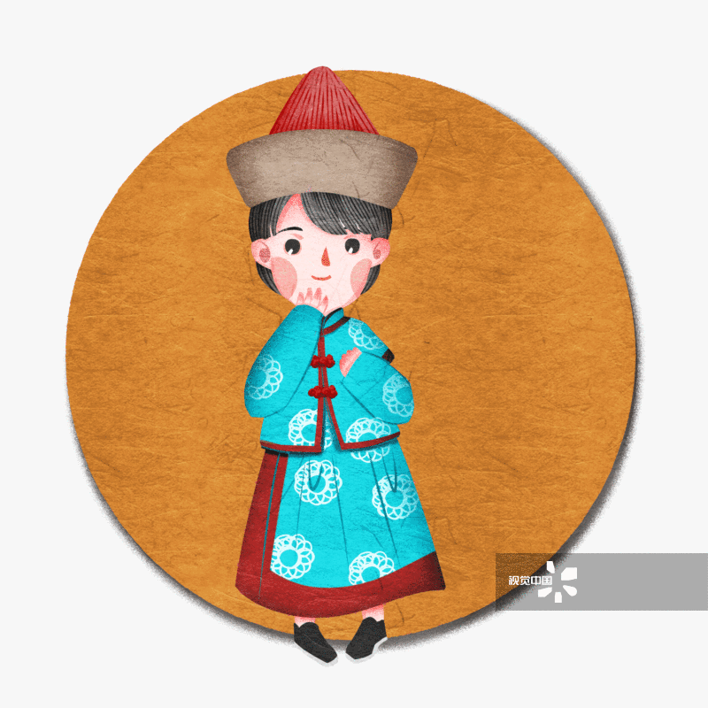 中国五十六个民族鄂温克族人物插画-GIF动图图片素材