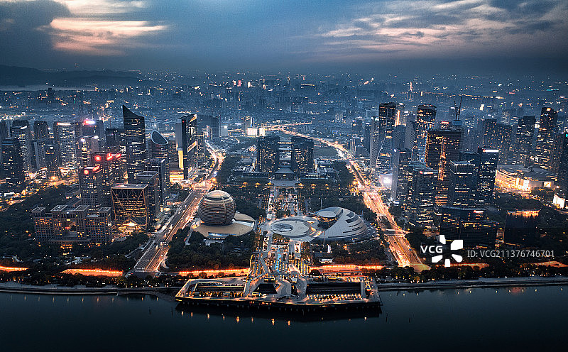 杭州钱江新城CBD夜景图片素材