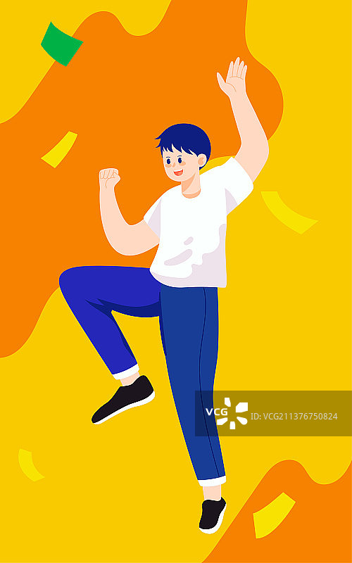 五四青年节人物插画致青春开心跳跃活动海报图片素材