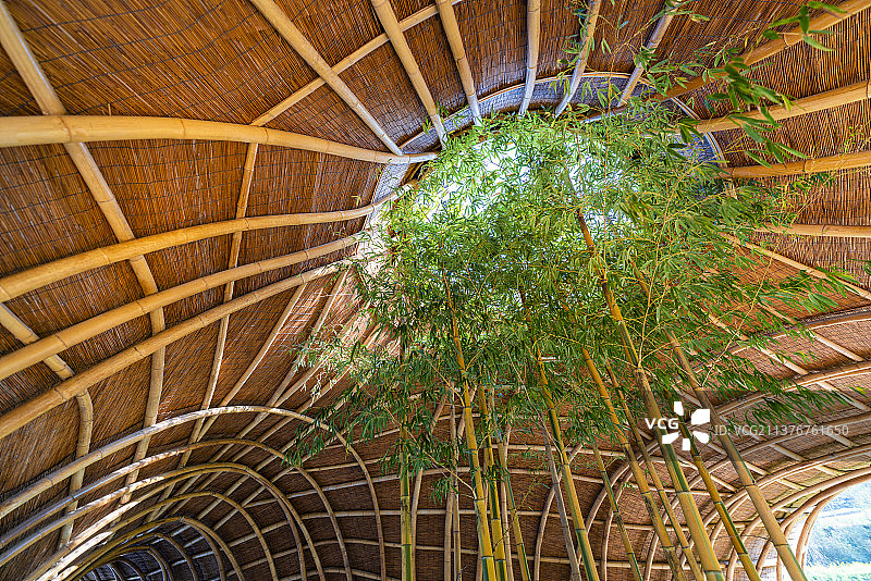 浙江安吉余村村竹建筑内景.竹子.自然.景观.东方文化图片素材