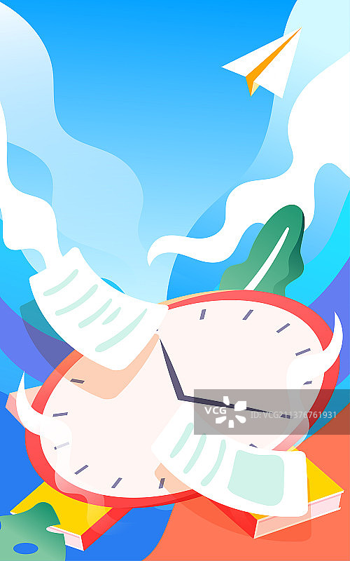 高考倒计时学生欢乐跳跃插画考试加油海报图片素材