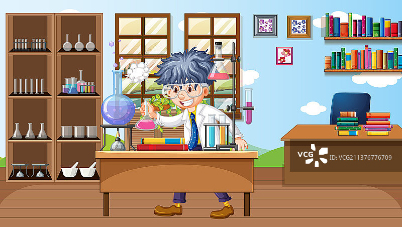 实验室卡通科学家场景图片素材