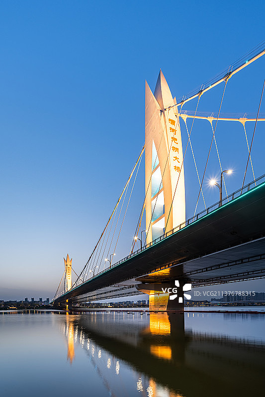 陕西西安灞河元朔大桥夜景图片素材