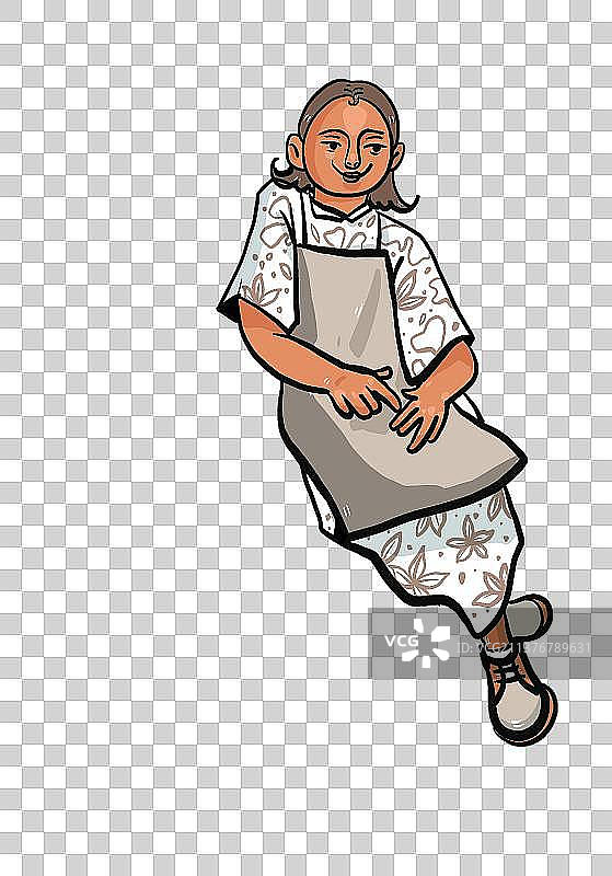 靠着的围裙女人图片素材