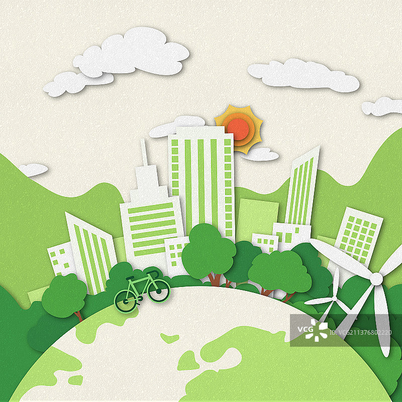 世界地球日剪纸风插画图片素材