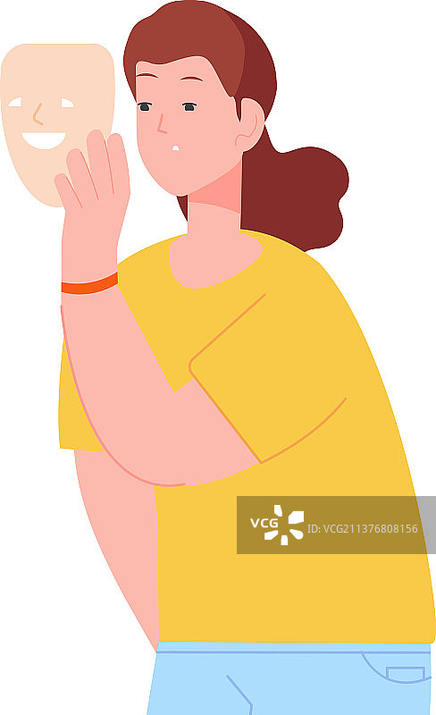 女人展示假面具图片素材