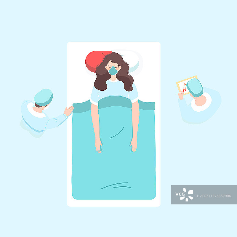 卡通看病打针输液住院icu急诊专家坐诊线上问诊体检意外住院保险身体医药医护商务科技医疗健康矢量插画图片素材