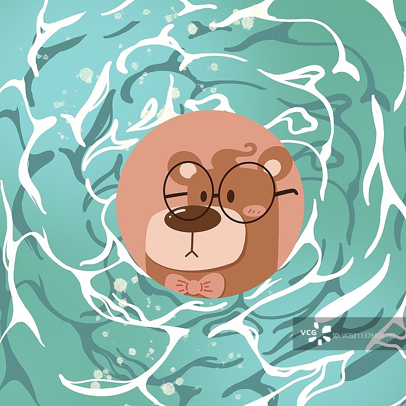 水池中的小熊图片素材