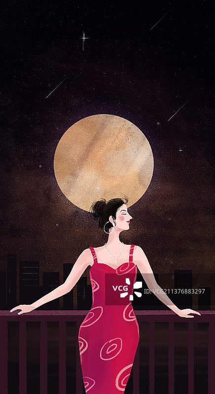 夜色下的美女图片素材