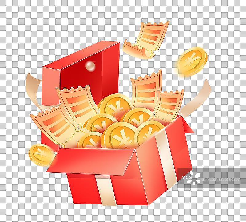 互联网金融商业促销活动礼盒优惠券金币元素图片素材