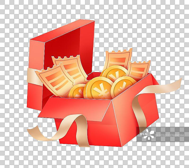 互联网金融商业促销活动礼盒优惠券金币元素图片素材