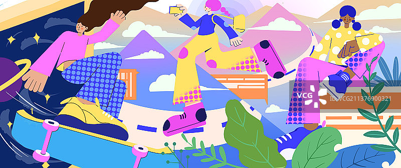 扁平风插画设计稿图片素材