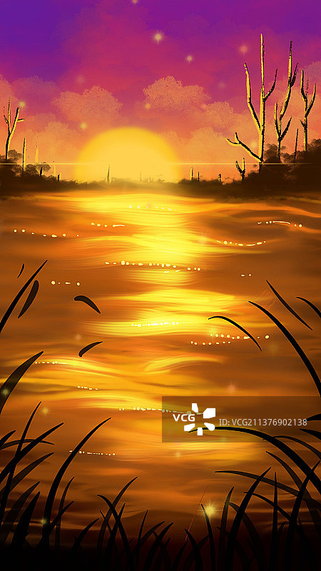 夕阳西下图片素材