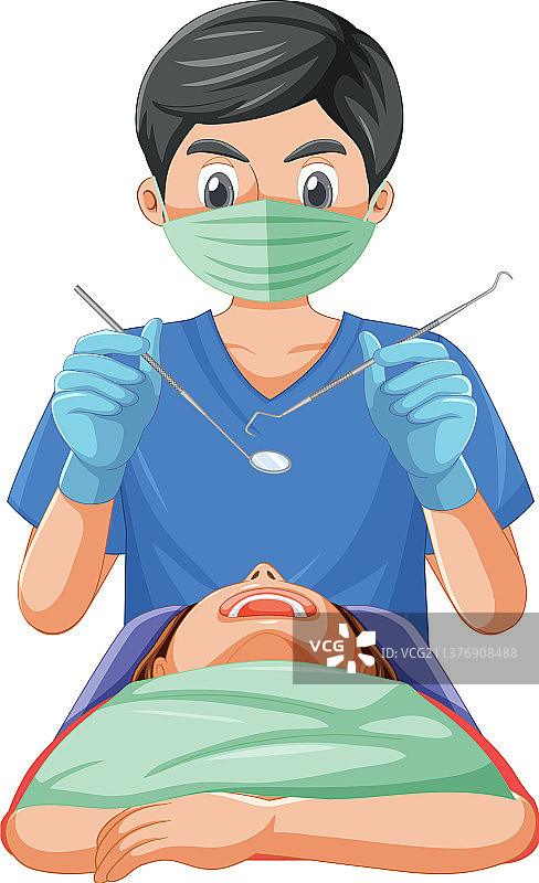 牙医手持器械检查患者图片素材