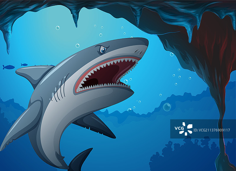 深海背景下的鲨鱼图片素材