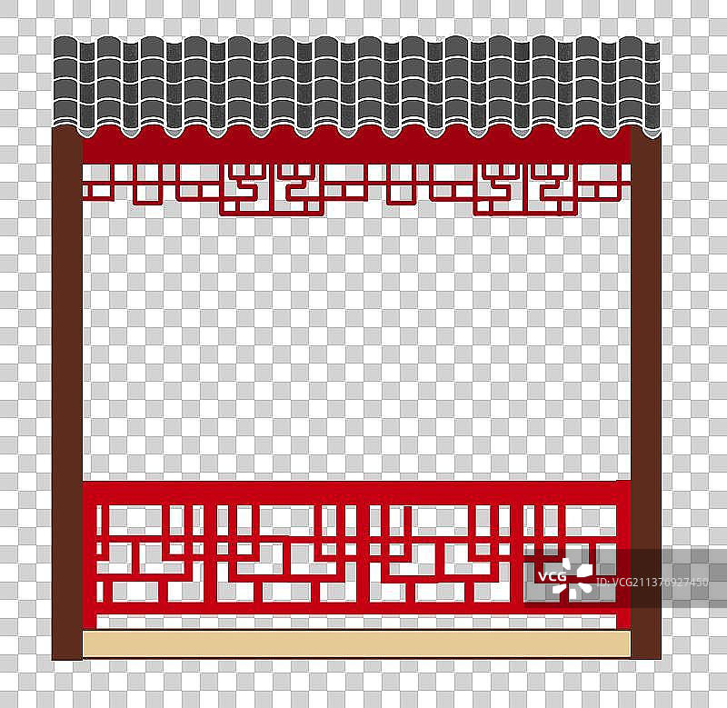 中式古建屋檐栏杆元素图片素材