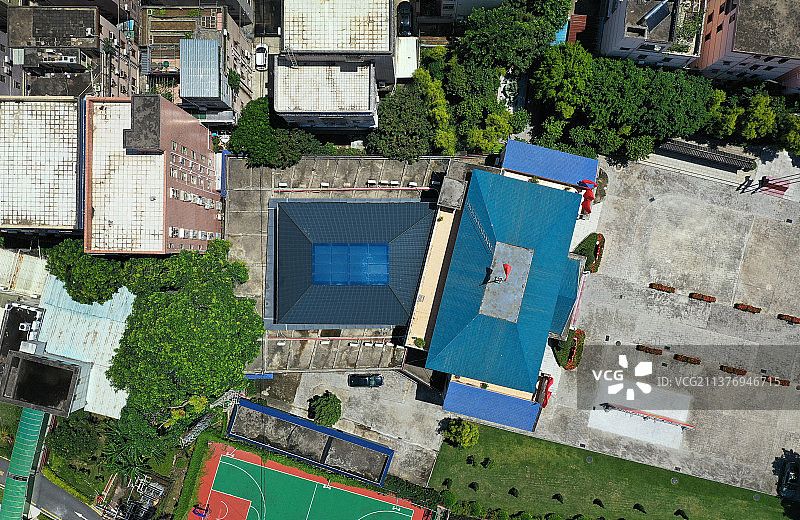 广东省深圳市坪山区东江纵队纪念馆曾生故居航拍图片素材