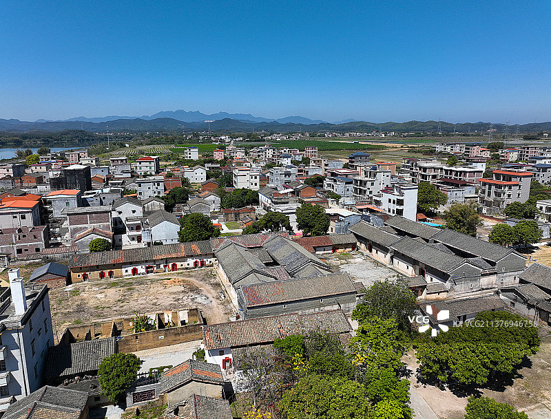 广东省惠州市惠城区横沥镇墨园村二记大屋茂记大屋荣记大屋航拍图片素材