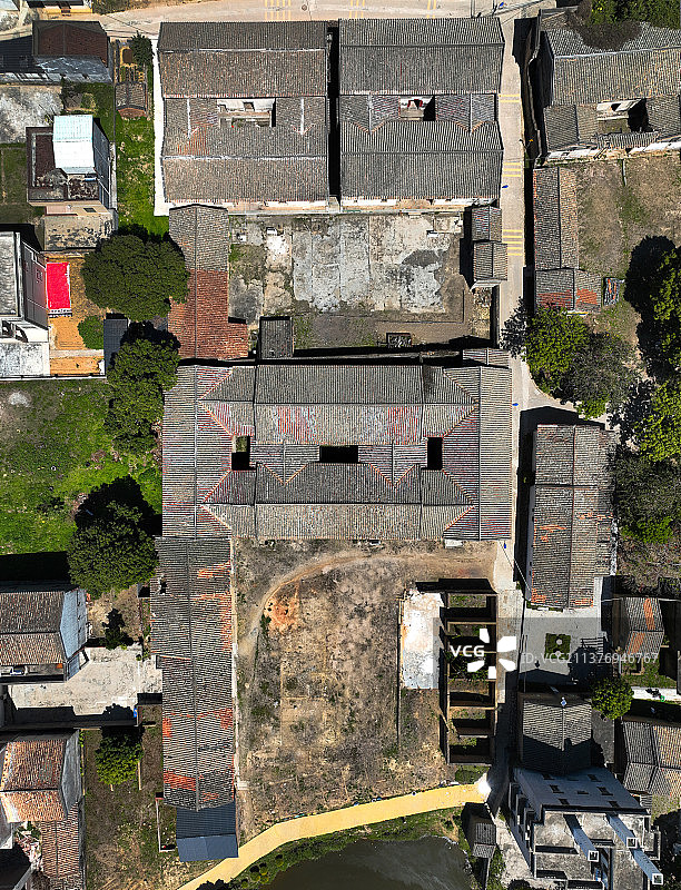 广东省惠州市惠城区横沥镇墨园村二记大屋茂记大屋荣记大屋航拍图片素材