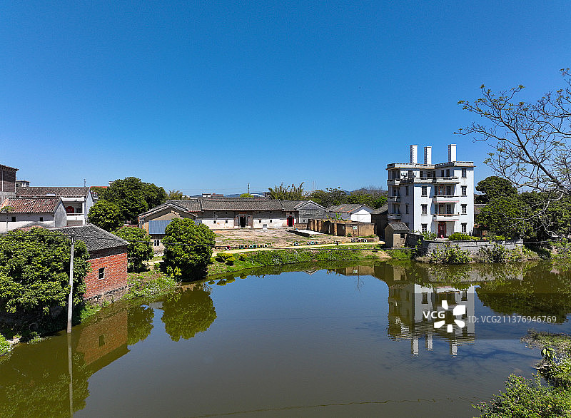 广东省惠州市惠城区横沥镇墨园村二记大屋茂记大屋荣记大屋航拍图片素材
