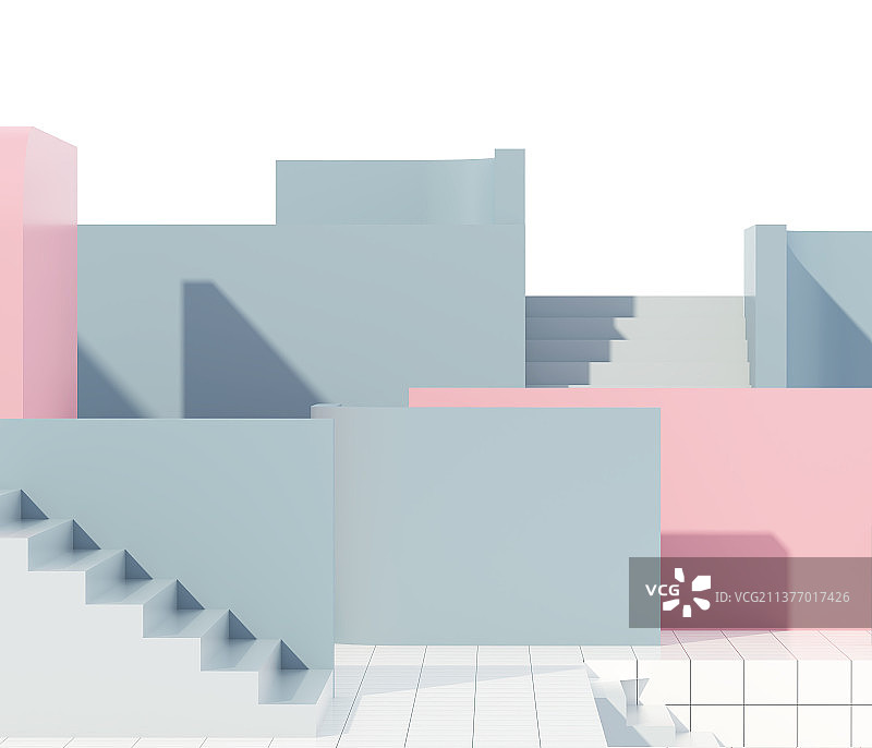 三维渲染户外几何建筑空间场景图片素材