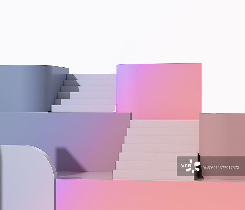 三维渲染户外几何建筑空间场景图片素材