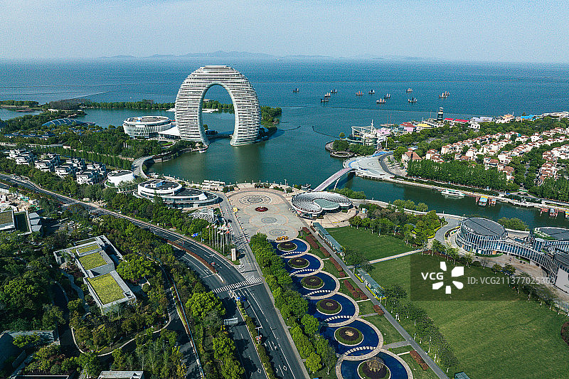太湖地标——浙江省湖州市月亮湾地标图片素材