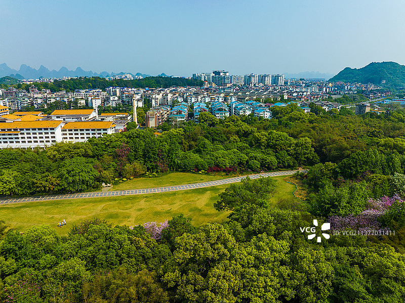 桂林訾洲公园航拍图片素材