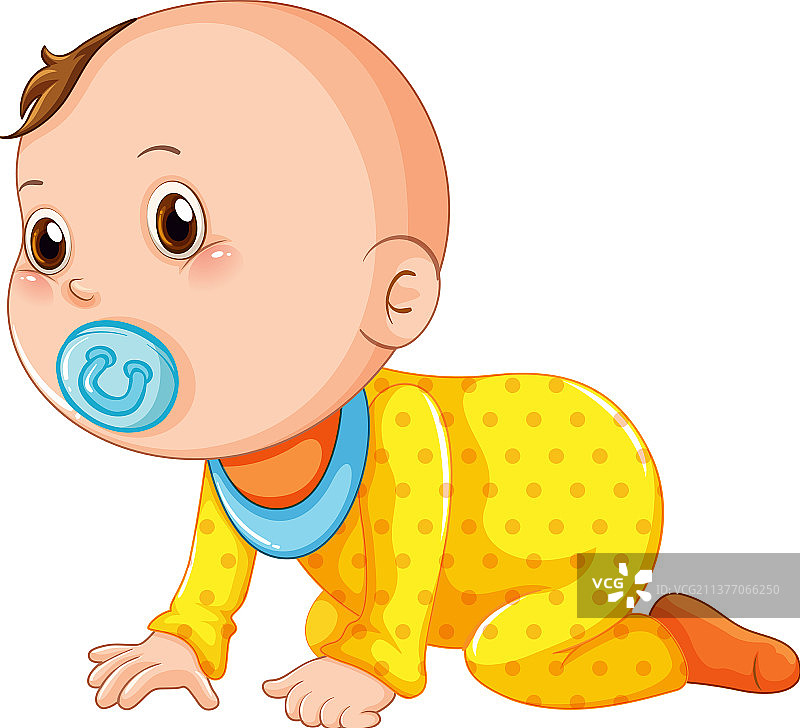 可爱的卡通爬行宝宝图片素材