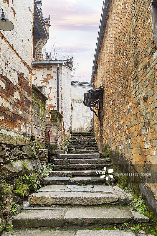 江西婺源篁岭景区的石板路图片素材