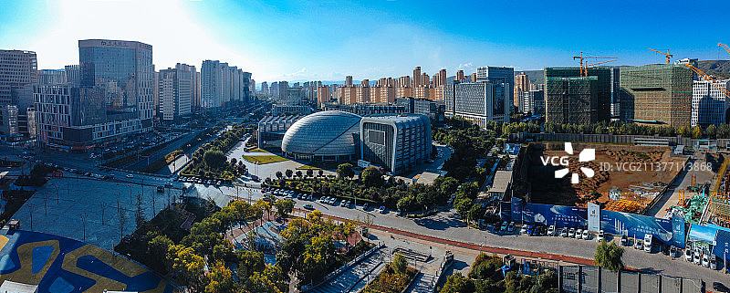西宁 城西区 五四西路 海湖广场 科技馆 青海大剧院 万达广场图片素材