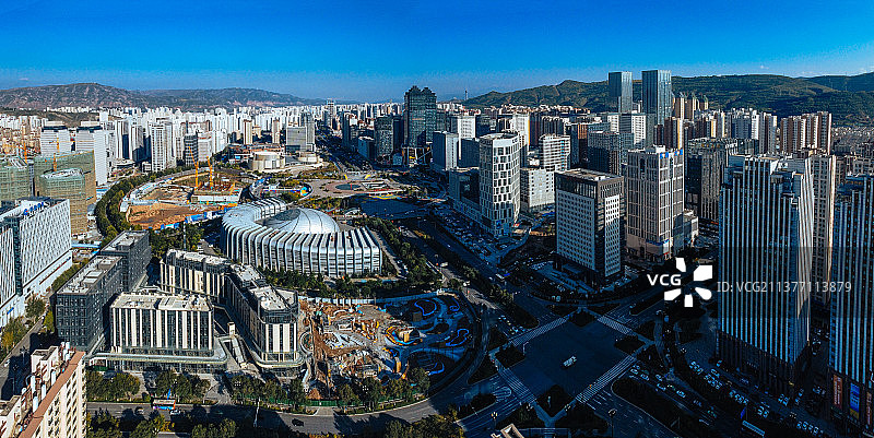 西宁 城西区 五四西路 海湖广场 科技馆 青海大剧院 万达广场图片素材