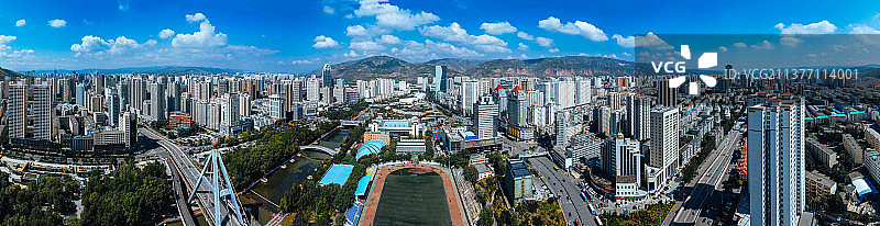 西宁市 地标 航拍 城西区 中心广场 五四大街 长江路  黄河路 体育场图片素材