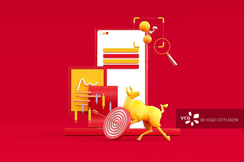 3D渲染金融证券卡通插画图片素材