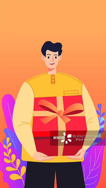 怀抱礼物盒的男人图片素材