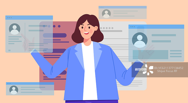 商务人士查阅联系人档案信息图片素材