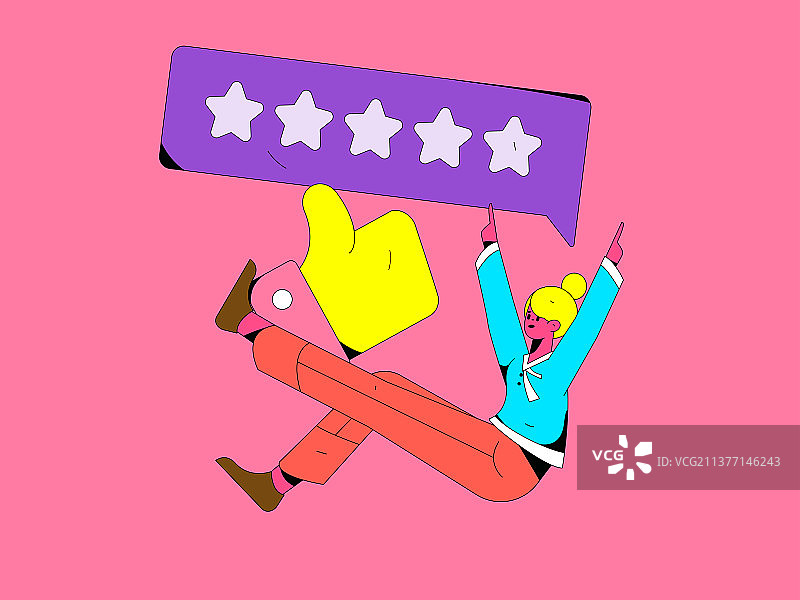 给好评的人物扁平矢量概念运营插画图片素材