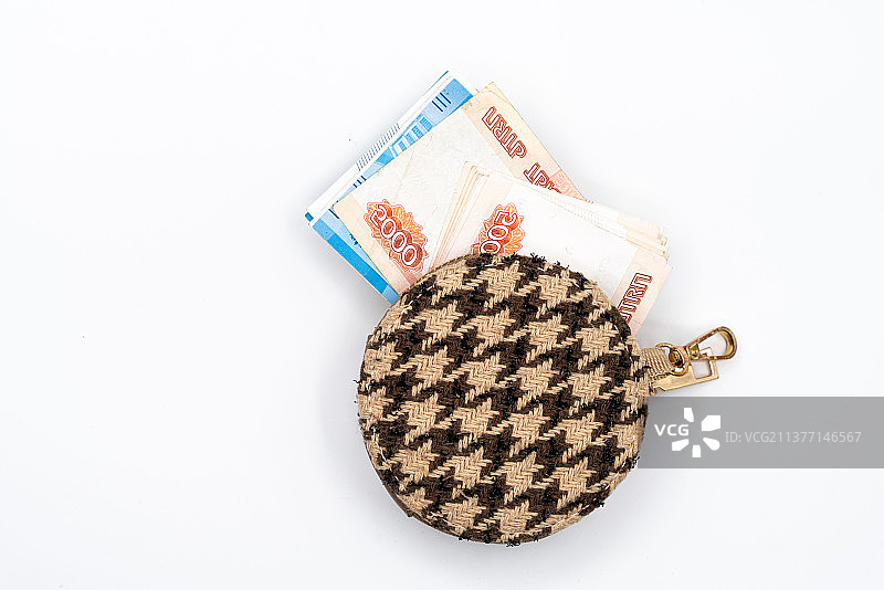 一叠五千俄罗斯卢布纸币图片素材