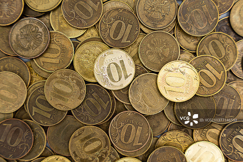 俄罗斯硬币、卢布背景和纹理图片素材