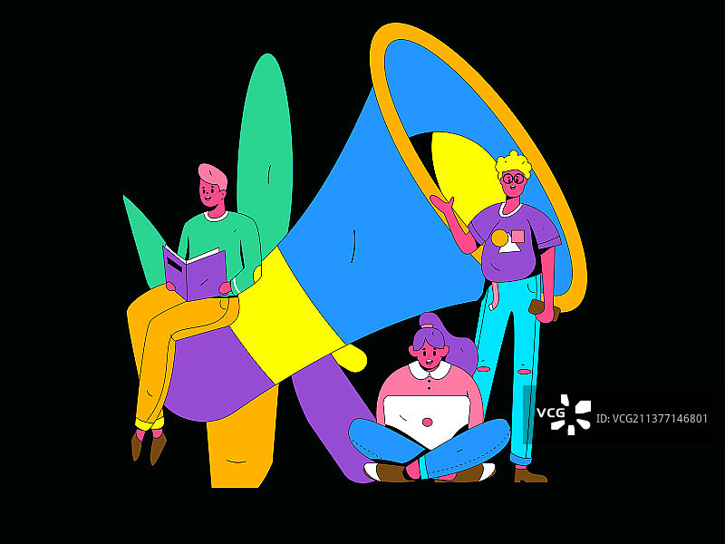 互联网公告告示模板矢量创意扁平插画图片素材