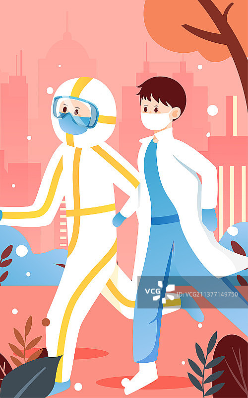 医生抗疫插画新冠肺炎疫情医护人员幸苦海报图片素材