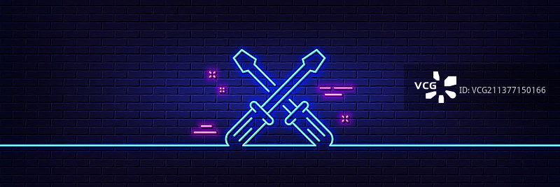 霓虹灯维修服务螺丝刀线条图标图片素材