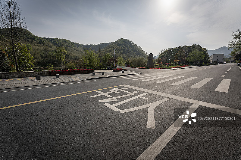 车让人.礼让行人.斑马线.柏油路图片素材