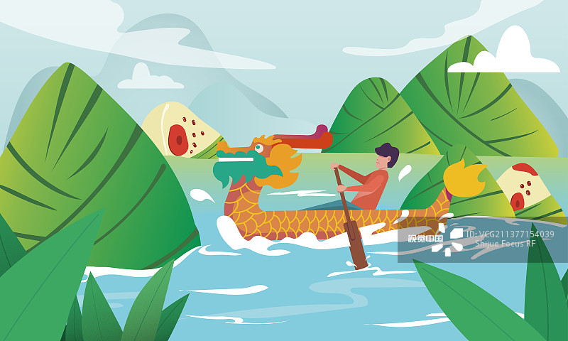 端午赛龙舟的男人图片素材