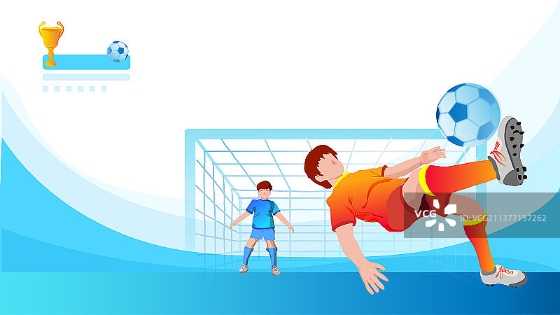 运动员空翻倒钩射门的足球体育比赛插画图片素材
