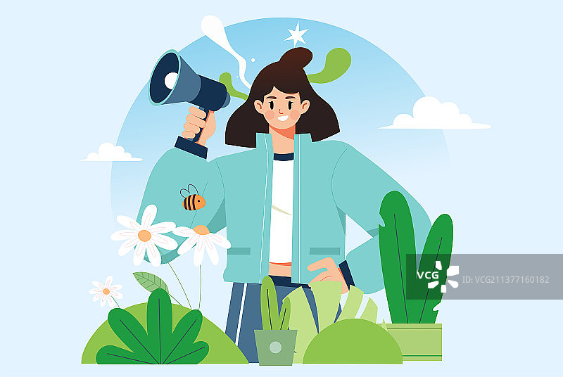 春天的女孩图片素材